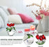 Red Rose Figurine Ornament Spring Bouquet Crystal Glass Flowers Gift-Boxed